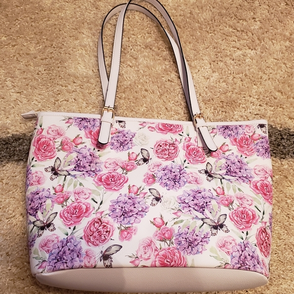 Gloria Vanderbilt Bags Floral Butterfly Tote Bag Purse Rare Hard To
